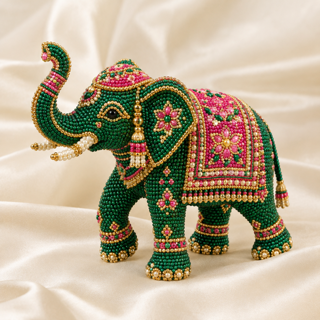 Royal Green Elephant Figurine