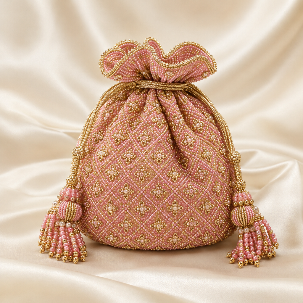 Embroidered Pearl Potli Bag
